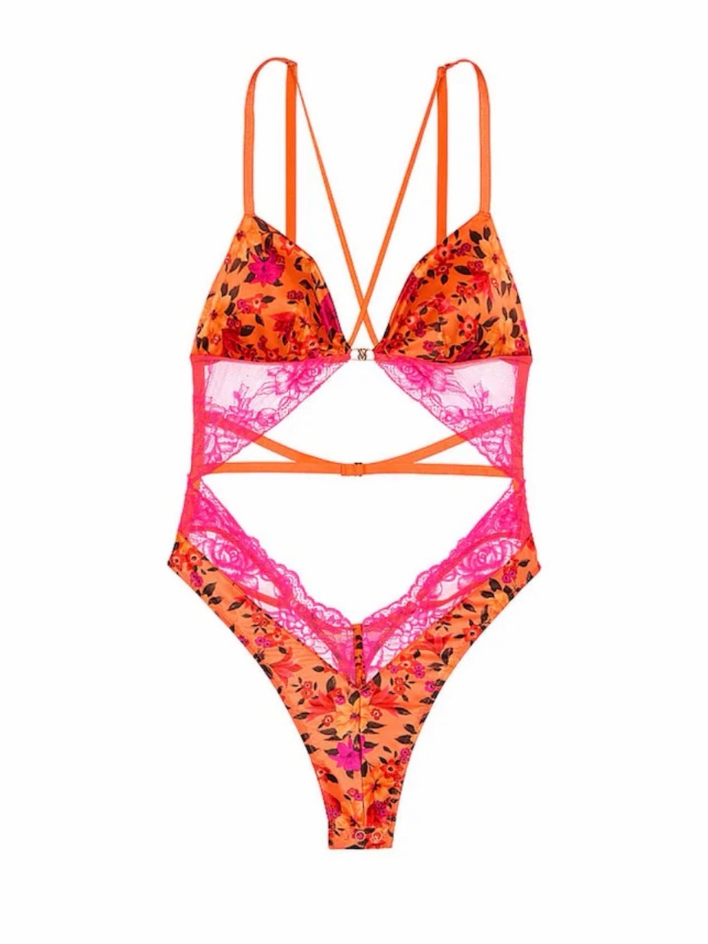 Island Vibes Orange Tropical Print Bodysuit